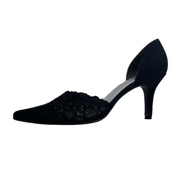 Stuart Weitzman Women’s Pyrite Nocturn Black Bowover Pointed-Toe Heels Sz M6 - Picture 6 of 10